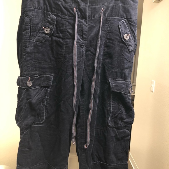 Anthropologie BICA CHEIA  Crops Capri Pants Black Corduroy Cargo Sz 12 - Picture 5 of 12